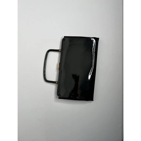 Vintage Garay Black Patent Leather Satchel Handbag Purse Retro - Picture 3 of 14